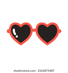 Heart shape sunglasses. Holiday, summertime, vacation, relax, travel, outdoor, accessory concepts. Flat decorative vector design isolated illustration.