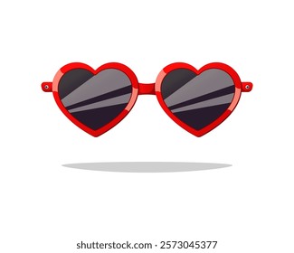 Heart shape sunglasses vector isolated on white background.