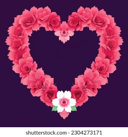 Heart Shape and Surrounding Flowers.The Fusion of Love and Elegance