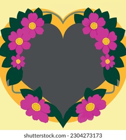Heart Shape and Surrounding Flowers.The Fusion of Love and Elegance
