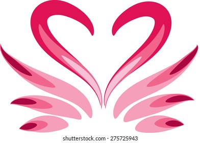 heart shape and swan icon