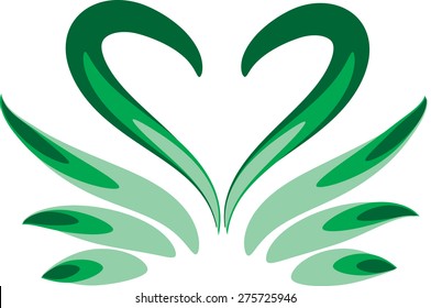heart shape and swan icon