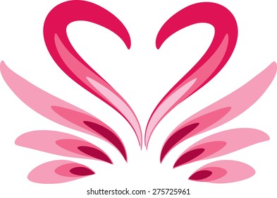 heart shape and swan icon