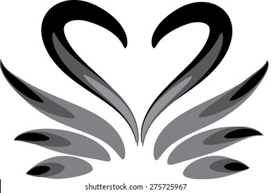 heart shape and swan icon