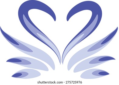 heart shape and swan icon