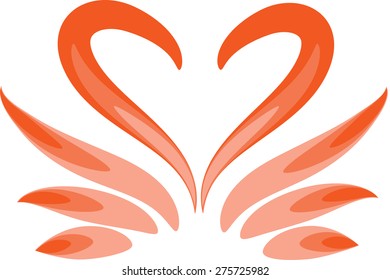 heart shape and swan icon