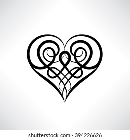 Heart shape symbol isolated. Love heart amulet in ancient Celtic ornamental style.