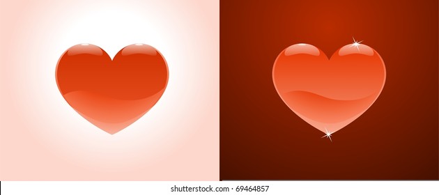 Heart Shape. Heart shape symbol, pictured on bright and on dark red backgrounds