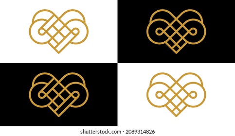Diseño del logotipo del nudo infinity del corazón de amor