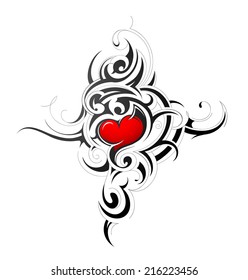 Heart shape tattoo design