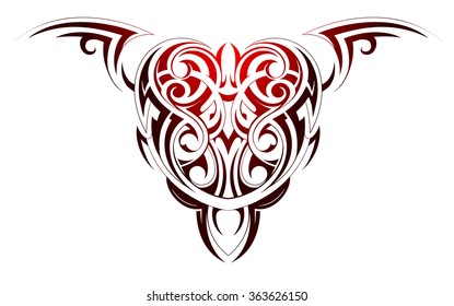 Heart shape tattoo with tribal and ethnic elements