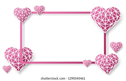 Heart shape template background with square frame and blank space for placing text.