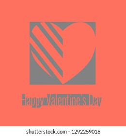 Heart shape and text. Romantic design for Valentines Day. Pattern of contour lines. Pastel coral colors are used. Vector illustration.