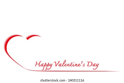 Heart shape and text valentine in red color on isolated white background for Valentine's Day,Vector illustration