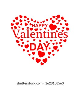 
heart shape that is formed from small to large and valentines day typography