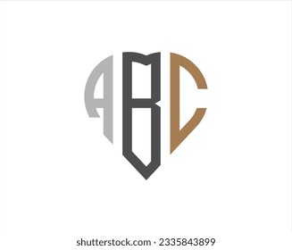 Heart Shape Three Letter Monogram, Font. Round Logo type. Creative three letter love monogram logo vector template.