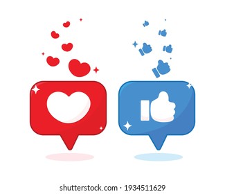 Heart shape and thumb icon on social media illustration