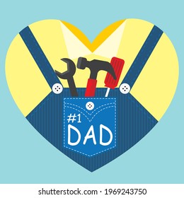 Heart shape and tolls for father's day greeting card