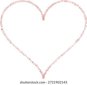 Una forma de corazón trazada con delicados puntos bokeh de partículas de oro rosa y rubor. Fondo romántico perfecto para el día de San Valentín, bodas o diseños femeninos.