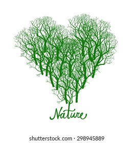 Heart shape tree logo. Nature and environment ecology theme. Vector illustration for your design.