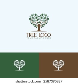 Heart shape tree vector logo design template