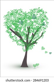Heart  shape tree-hand drawn composition