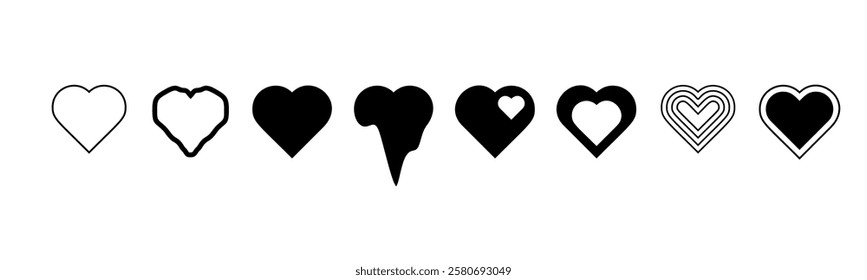 Heart shape in trendy retro 60s 70s style. Y2K design element.