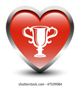 Heart Shape Trophy Sign Icon