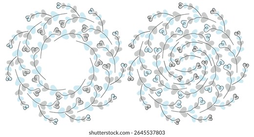 Forma de coração Twigs Borda de quadro circular e Fundo Textura Feriados de inverno Copiar espaço Modelos
