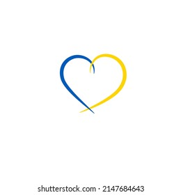 Heart shape with Ukranian flag collors., support Ukraine., love and peace for Ukraineon people., vector  illustration