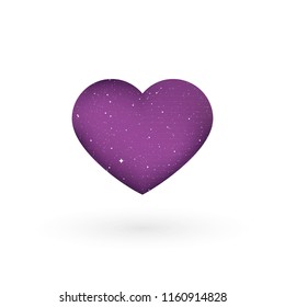 Heart shape with universe texture. Vector illustration