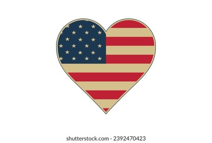Heart shape with usa flag design vector