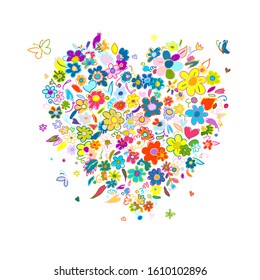 Heart shape, valentine day card for your design. Vector illustration