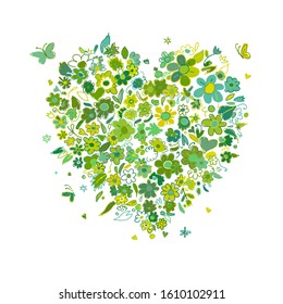 Heart shape, valentine day card for your design. Vector illustration