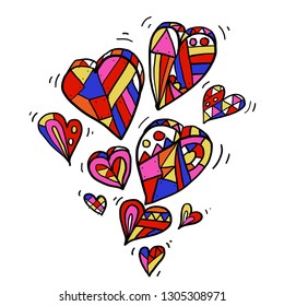 Heart shape valentine 's day hand drawn vector on white background. Design elements love romantic background for marry card, wedding invitation, valentine's day, website, wallpaper. Vector EPS10
