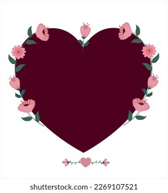 Heart shape vector design. Heart shape big and mini hearts with flowers