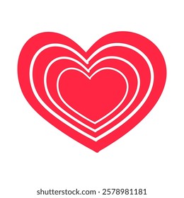 Heart shape vector doodle illustration, template for Valenine day design. 
