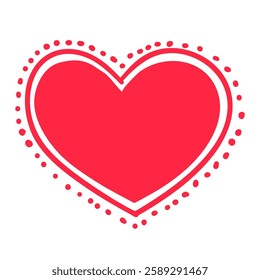 Heart shape vector doodle illustration, template for Valenine day design. 