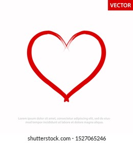 Heart shape vector. Vector Heart shape frame with brush painting isolated on white background