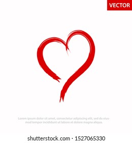 Heart shape vector. Vector Heart shape frame with brush painting isolated on white background