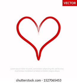 Heart shape vector. Vector Heart shape frame with brush painting isolated on white background