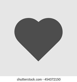 Heart shape vector icon eps 10. Simple valentine symbol. Black love sign isolated on grey background.