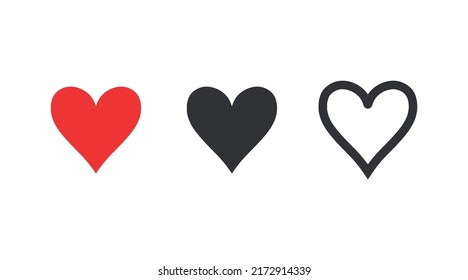 Heart shape vector icon set. Simple hearts.