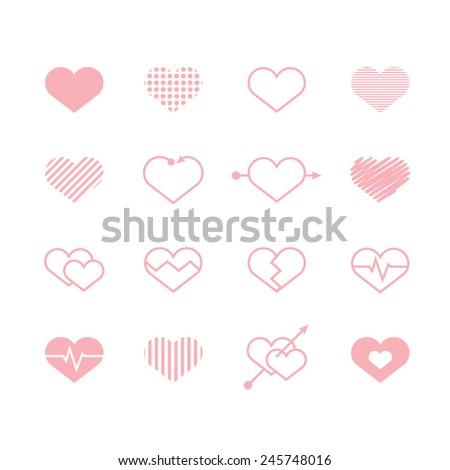 Heart shape vector icon set.