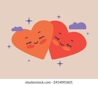 Heart shape. Vector illustration, cute couple of hearts in love. Happy Valentine's Day.