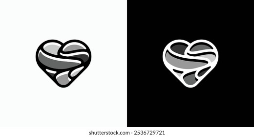 Heart shape vector logo design with modern, simple, clean and abstract style. Icon for business, research, technology and personal branding.