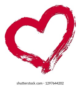Heart shape vector, love illustration. Hand drawn design for Valentine's day card background, web icon, symbol, sign, romantic wedding invitation, art sketch, red graphic drawing isolated on white