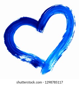 Heart shape vector, love illustration. Hand drawn design for Valentine's day card background, web icon, symbol, sign, romantic wedding invitation, art sketch. Blue graphic drawing isolated on white.