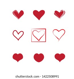 Heart shape vector, love illustration - hand drawn design for Love day card background, web icon, symbol, sign, romantic wedding invitation, art sketch, red graphic drawing isolated on white