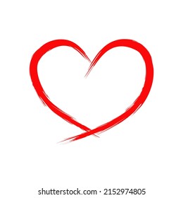 Vector de forma de corazón. Ilustración de amor. Diseño dibujado a mano para los antecedentes del día de San Valentín. Icono web, símbolo, signo. Romántica invitación a la boda. Esbozo artístico. Dibujo gráfico rojo aislado en blanco.
